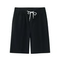 thumbnail image 1 of Plebaso Mens Casual Shorts Elastic Waist Drawstring Summer Solid Color Shorts Breathable with Pockets, 1 of 4