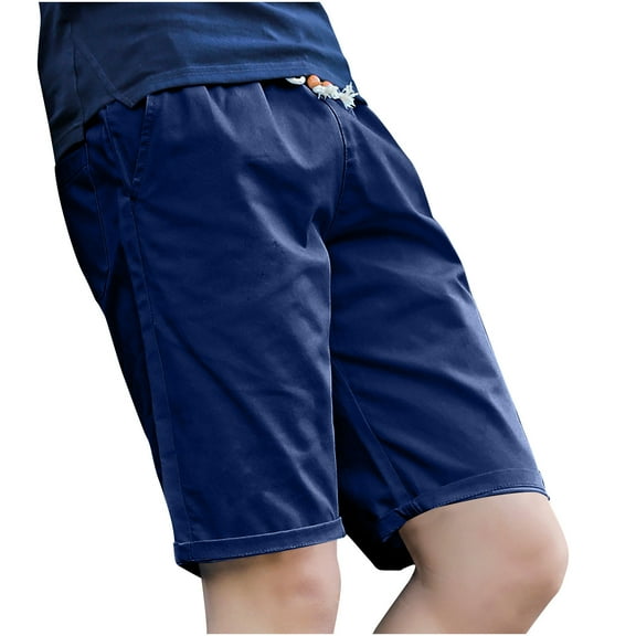 Plebaso Mens Casual Shorts Summer Elastic Waist Plain Shorts Drawstring Lightweight Beach Shorts for Men