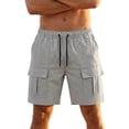 thumbnail image 1 of Plebaso Mens Casual Shorts Summer Outdoor Cargo Shorts Elastic Waist Drawstring Lightweight Beach Shorts, 1 of 7
