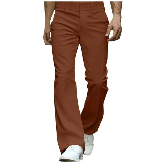 Plebaso Mens Corduroy Bell Bottom Pants Casual Flare Pants with Pockets Streetwear Vintage Trousers for Men