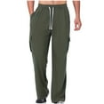 thumbnail image 1 of Plebaso Mens Corduroy Cargo Pants Drawstring Baggy Casual Pants Elastic Waist Straight Leg Pants with Pockets, 1 of 7