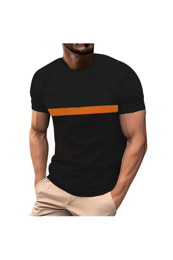 Mens Crewneck Short Sleeve T Shirts Colorblock Summer Tee Casual Pullover Loose Tops for Men
