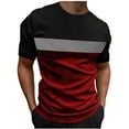 thumbnail image 1 of Plebaso Mens Crewneck Short Sleeve T Shirts Colorblock Summer Tee Casual Pullover Loose Tops for Men, 1 of 3