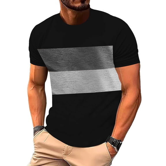 Plebaso Mens Crewneck Short Sleeve T Shirts Colorblock Summer Tee Casual Pullover Loose Tops for Men