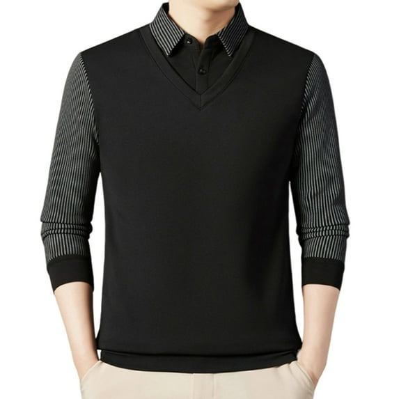 Plebaso Mens Fleece Lined Tops Business Office Thermal Pullover Button Collar Thick Warm Golf Shirts
