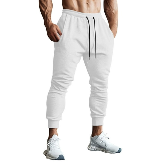 Plebaso Mens Jogger Pants Elastic Waist Tapered Sweatpants Drawstring Athletic Pants for Workout Running