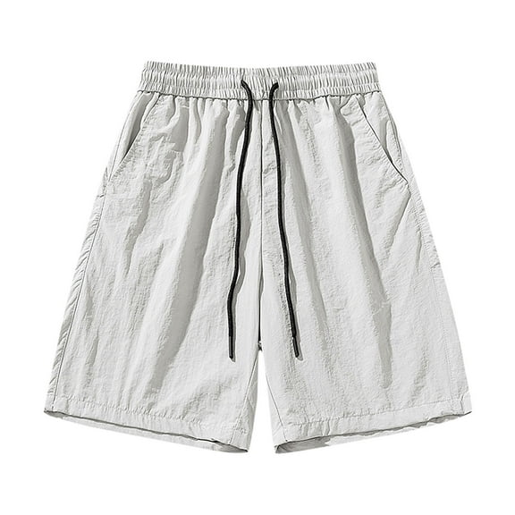 Plebaso Mens Lightweight Summer Shorts Drawstring Casual Shorts Elastic Waist Beach Shorts with Pockets