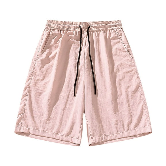 Plebaso Mens Lightweight Summer Shorts Drawstring Casual Shorts Elastic Waist Beach Shorts with Pockets