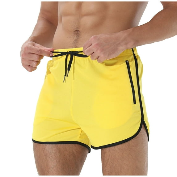 Plebaso Mens Running Shorts with Zipper Pockets Casual Drawstring Breathable Lightweight Athletic Shorts