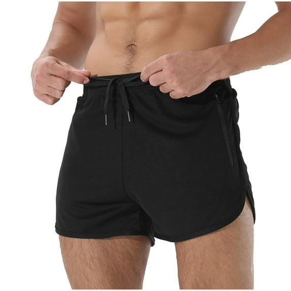 Plebaso Mens Running Shorts with Zipper Pockets Casual Drawstring Breathable Lightweight Athletic Shorts