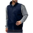 thumbnail image 1 of Plebaso Mens Stand Collar Fleece Vest Sleeveless Fuzzy Jacket for Men Zip up Casual Outerwear with Pockets, 1 of 3