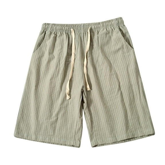 Plebaso Mens Stripe Shorts Drawstring Casual Beach Shorts Elastic Waist Summer Vacation Shorts for Men