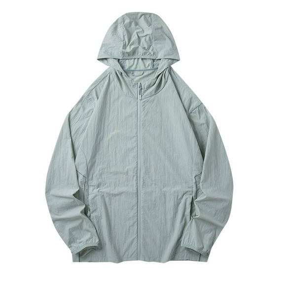 Plebaso Mens Womens Sun Protection Hooded Jacket Lightweight Outdoor Hiking Hoodie with Zipper Pockets