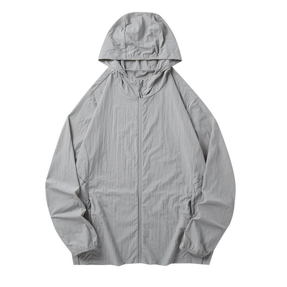 Plebaso Mens Womens Sun Protection Hooded Jacket Lightweight Outdoor Hiking Hoodie with Zipper Pockets