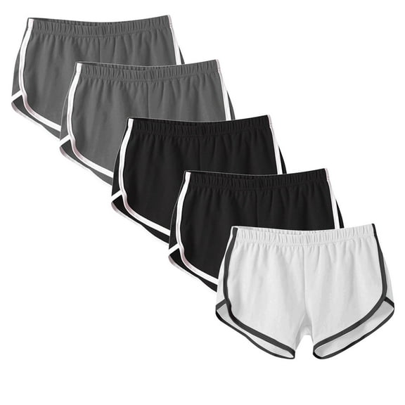 Plebaso Pack of 5 Womens Beach Shorts Elastic Waist Workout Yoga Shorts Summer Comfortable Lounge Shorts