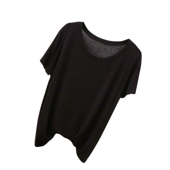 Plebaso Pajama Tops for Women Plain Short Sleeve Shirts Loose Soft Basic Tee Sleep Shirt Sleepwear