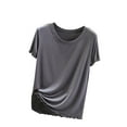 thumbnail image 1 of Plebaso Pajama Tops for Women Plain Short Sleeve Shirts Loose Soft Basic Tee Sleep Shirt Sleepwear, 1 of 4