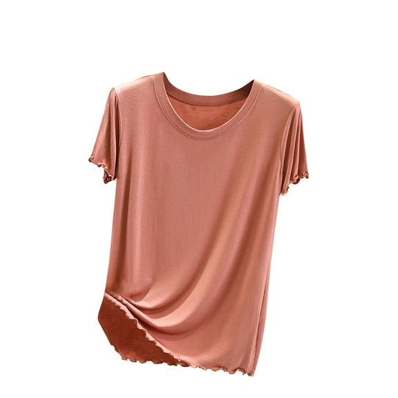 Plebaso Pajama Tops for Women Plain Short Sleeve Shirts Loose Soft Basic Tee Sleep Shirt Sleepwear