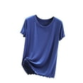 thumbnail image 1 of Plebaso Pajama Tops for Women Plain Short Sleeve Shirts Loose Soft Basic Tee Sleep Shirt Sleepwear, 1 of 4