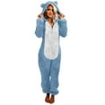 thumbnail image 1 of Plebaso Pajamas Jumpsuit for Women Long Sleeve Hooded Fall Winter Solid Color Warm Romper Sleepwear Ladies Home Pants, 1 of 7