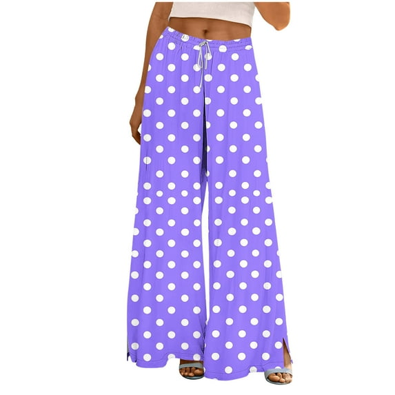 Plebaso Palazzo Pants for Women Casual Drawstring Wide Leg Pants Womens Flowy Summer Trousers with Pockets