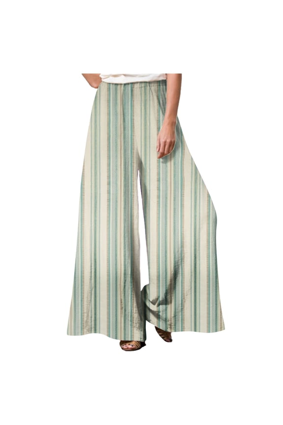 Palazzo Pants for Women Casual Gradient Color Printed Elastic Waist Wide Leg Pants Women's Loose Leisure Pants