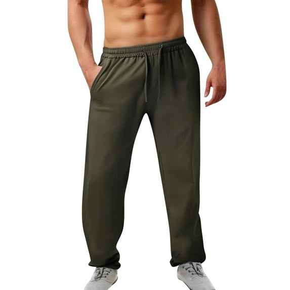 Plebaso Pants for Men Drawstring Elastic Waist Sweatpants Comfortable Mens Lounge Trousers with Pockets
