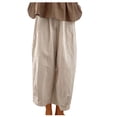 thumbnail image 1 of Plebaso Pants for Women Casual Solid Color Elastic Waist Cotton Linen Wide Leg Pants Women's Nine-point Lounge Pants, 1 of 4