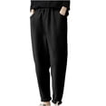 thumbnail image 1 of Plebaso Pants for Women Fall And Winter Cotton Thickened Wide Leg Pants Elastic Waisted Solid Color Casual Loose Long Pants, 1 of 5