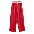 thumbnail image 1 of Plebaso Pants for Women Solid Color Elastic Waist Wide Leg Trousers Ladies Casual Loose Home Long Pants, 1 of 5