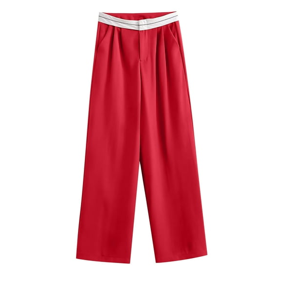Plebaso Pants for Women Solid Color Elastic Waist Wide Leg Trousers Ladies Casual Loose Home Long Pants