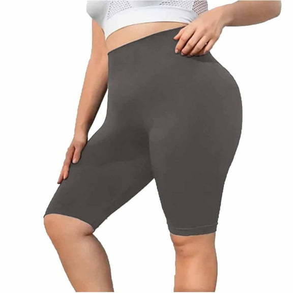 Plebaso Plus Size Biker Shorts for Women High Waisted Knee Length Womens Yoga Short Leggings Activewear
