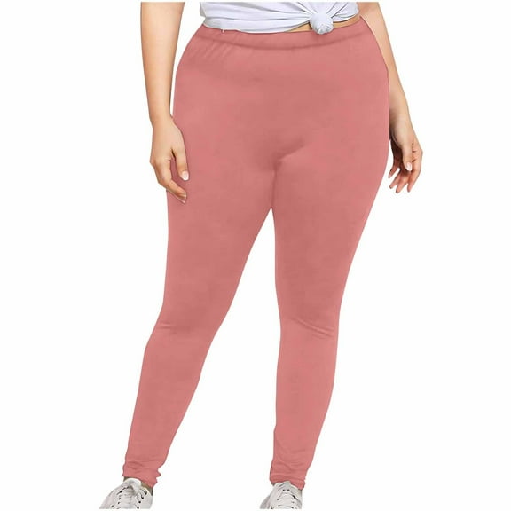 Plebaso Plus Size Leggings for Women High Waist Stretch Yoga Pants Ankle Length Thin Running Bottoms