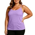 thumbnail image 1 of Plebaso Plus Size Tank Tops for Women Built in Bra Padded Cami Shirts Adjustable Spaghetti Strap Camisole Top, 1 of 7