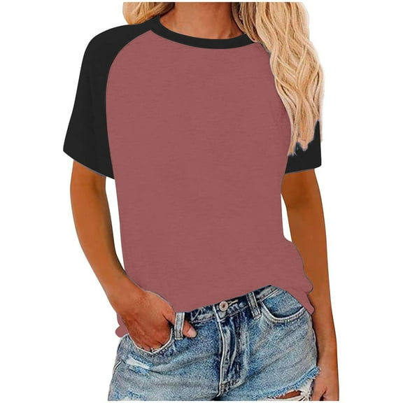 Plebaso Plus Size Tops for Women Basic Short Sleeve Tee Shirt Crew Neck Casual Summer Loose Tunic Tops