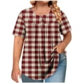 thumbnail image 1 of Plebaso Plus Size Tops for Women Plaid Short Sleeve Tunic Shirts Casual Summer Dressy Blouses Trendy Clothes, 1 of 6