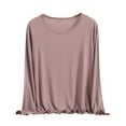 thumbnail image 1 of Plebaso Plus Size Womens Pajama Tops Long Sleeve Crew Neck Pajama Tee Loose Comfy Sleepwear T-Shirts, 1 of 6