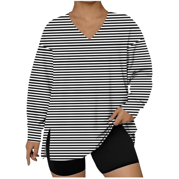 Plebaso Plus Size Womens V Neck Sweatshirts Oversized Casual Pullover Long Sleeve Loose Tops for Women
