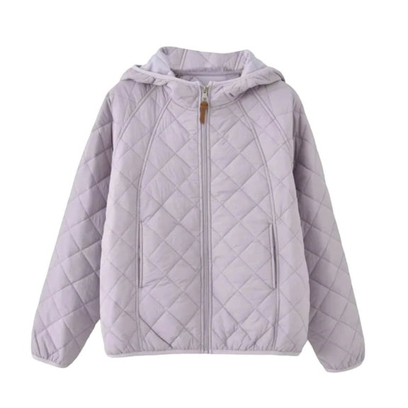 Plebaso Quilted Jacket for Women Hooded Lightweight Padded Coat Full Zip Womens Warm Winter Outerwear