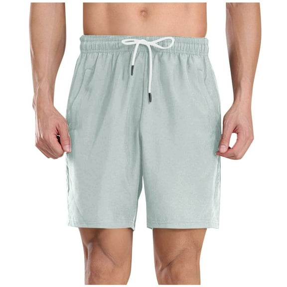 Plebaso Shorts for Men Drawstring Elastic Waist Casual Shorts Mens Lightweight Sports Running Shorts