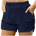 thumbnail image 1 of Plebaso Shorts for Women Plus Size Casual Elastic High Waisted Sweat Shorts Women's Ruched Athletic Shorts, 1 of 7