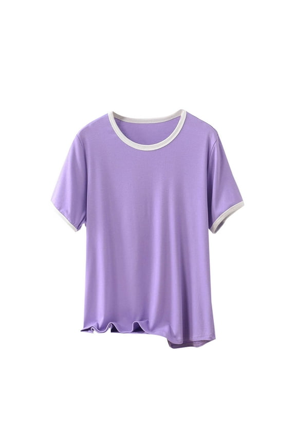 Sleep Shirts for Women Short Sleeve Pjs Tops Loungewear Pullover Womens Comfy Pajama T-Shirts