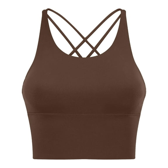 Plebaso Sports Bras for Women Criss-Cross Back Cropped Yoga Tops Ladies Strappy Running Workout Bras