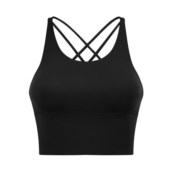 Plebaso Sports Bras for Women Criss-Cross Back Cropped Yoga Tops Ladies Strappy Running Workout Bras