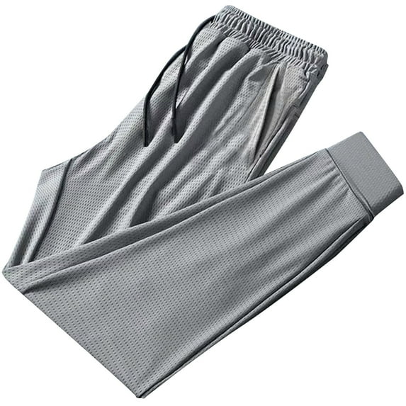 Plebaso Sports Pants for Men Elastic Waist Drawstring Breathable Mesh Pants Lightweight Athletic Pants