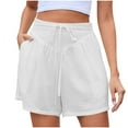 thumbnail image 1 of Plebaso Summer Womens Shorts Elastic High Waist Casual Shorts with Pockets Lightweight Plain Beach Shorts, 1 of 7