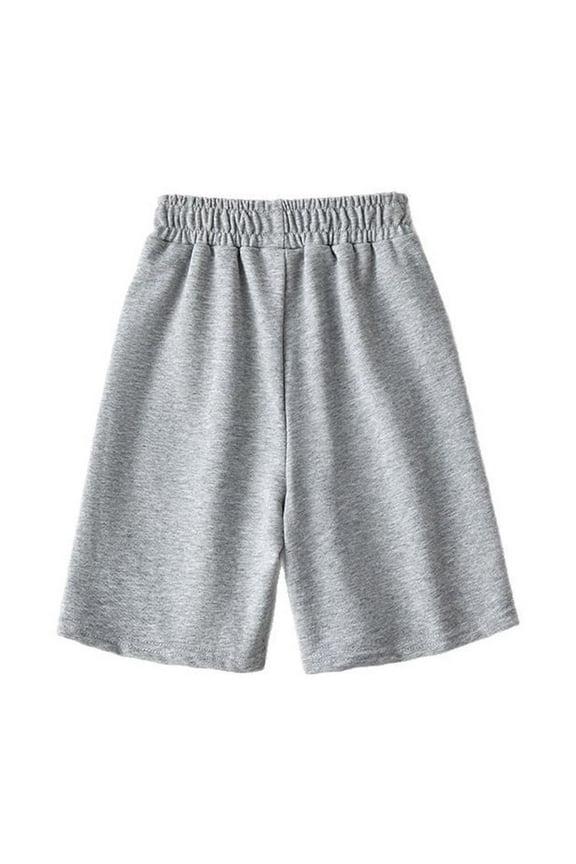 Sweat Shorts for Kids Elastic Waist Cotton Shorts with Pockets Wide Leg Boys Girls Lounge Shorts