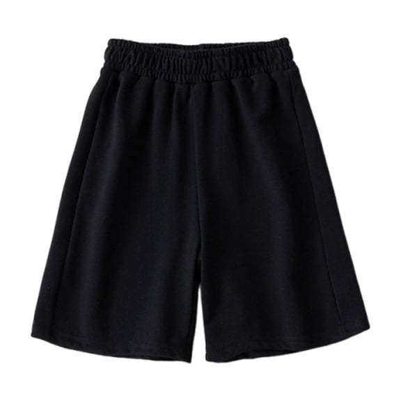 Plebaso Sweat Shorts for Kids Elastic Waist Cotton Shorts with Pockets Wide Leg Boys Girls Lounge Shorts
