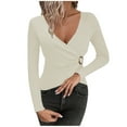 thumbnail image 1 of Plebaso Sweater for Women Wrap V Neck Casual Long Sleeve Knitted Tops Slim Dressy Going out Sweaters, 1 of 4