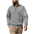 thumbnail image 1 of Plebaso Sweatshirts Men's Stand Collar Quarter Zip Pullover with Pocket Casual Textured Tops for Men, 1 of 7